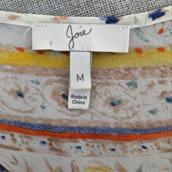 JOIE Silk Floral Print Dress - Vesta In White Orange Tan Size Medium - Picture 6 of 10